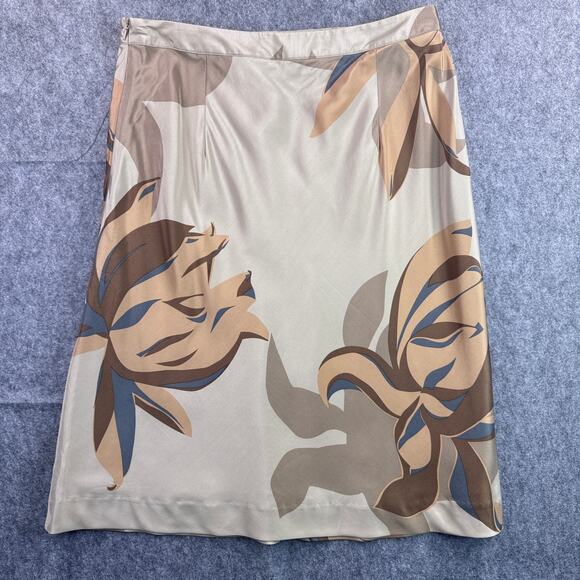 Banana Republic Women's 10 Silk Floral Tan A Line Skirt - Picture 6 of 6